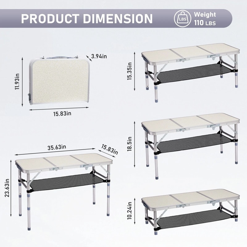Portable Aluminum Folding Camping Table With Adjustable Height Perfect For Outdoor Adventures 4