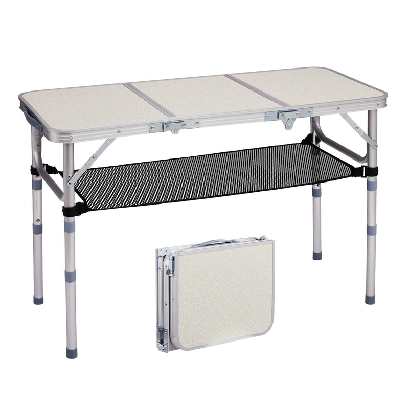 Portable Aluminum Folding Camping Table With Adjustable Height Perfect For Outdoor Adventures 0