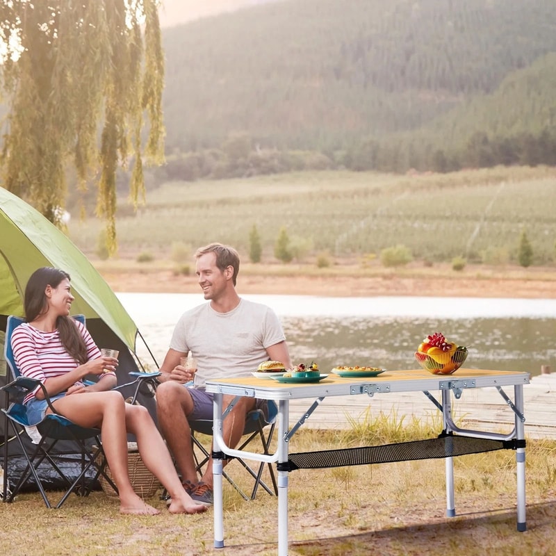 Portable Aluminum Folding Camping Table With Adjustable Height Perfect For Outdoor Adventures 5