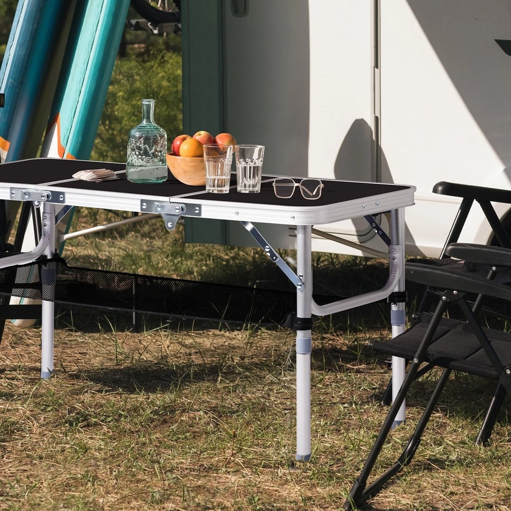 Portable Aluminum Folding Camping Table With Adjustable Height Perfect For Outdoor Adventures 6