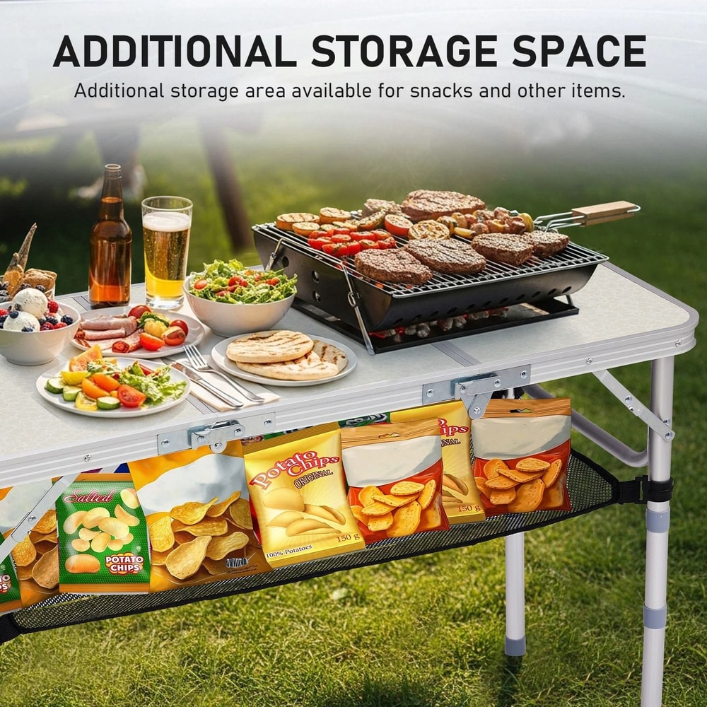 Portable Aluminum Folding Camping Table With Adjustable Height Perfect For Outdoor Adventures 7