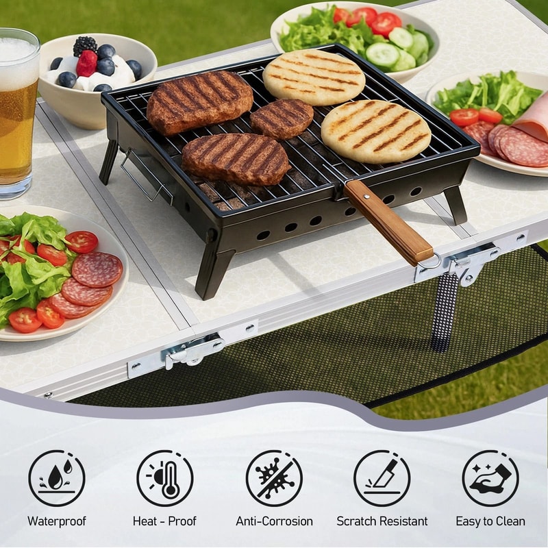 Portable Aluminum Folding Camping Table With Adjustable Height Perfect For Outdoor Adventures 8