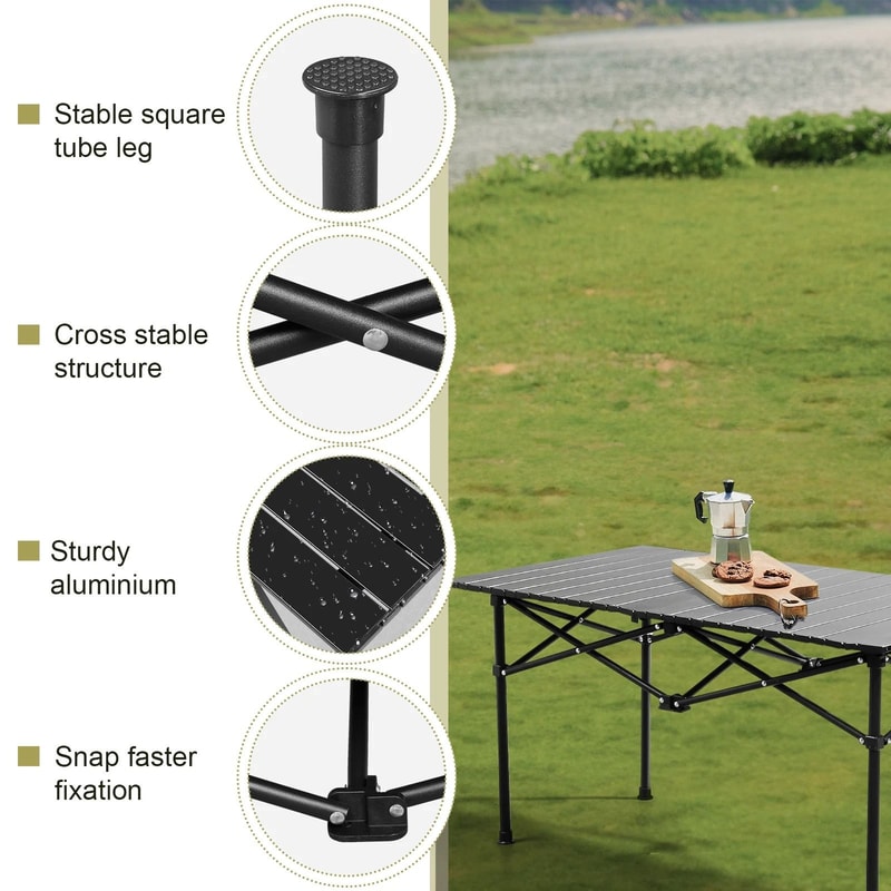 Folding Portable Camping Table Compact Carbon Steel Outdoor Picnic Table 4