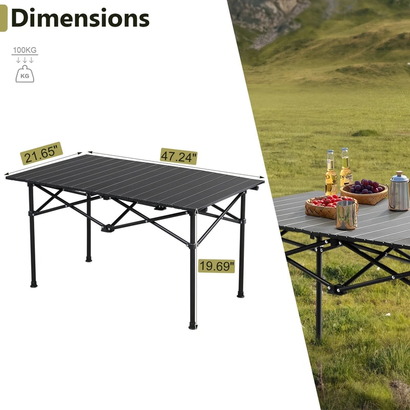 Folding Portable Camping Table Compact Carbon Steel Outdoor Picnic Table 5