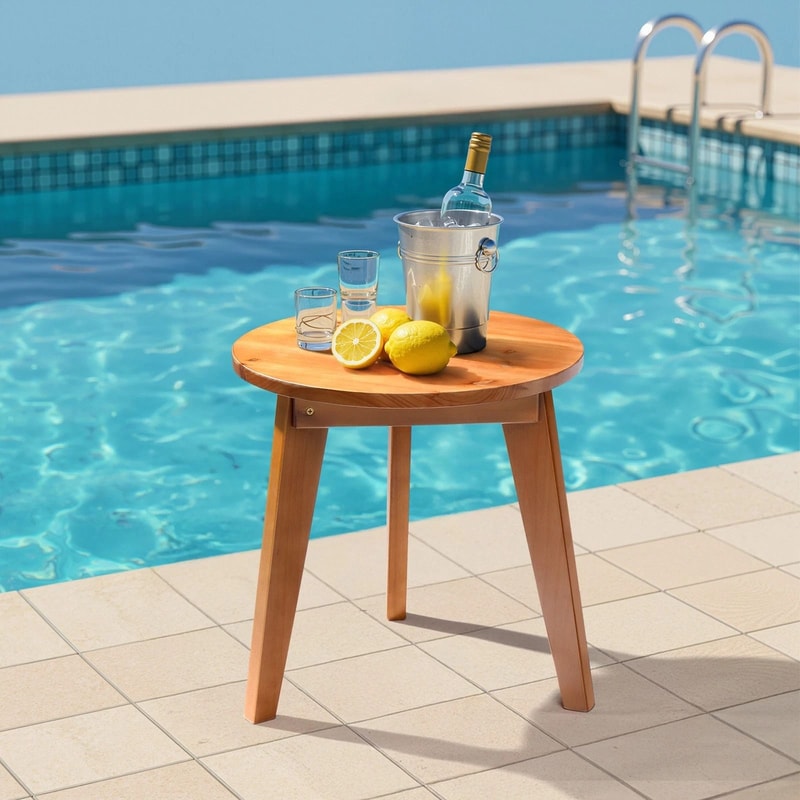 Portable Patio Side Coffee Table Compact Wood End Table For Indoor And Outdoor Use 0