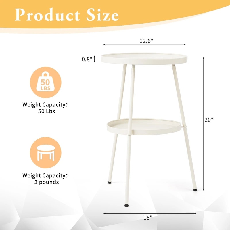 Round Metal Side Table For Indoor Outdoor Use Compact End Table For Patio Garden And Living Room 2