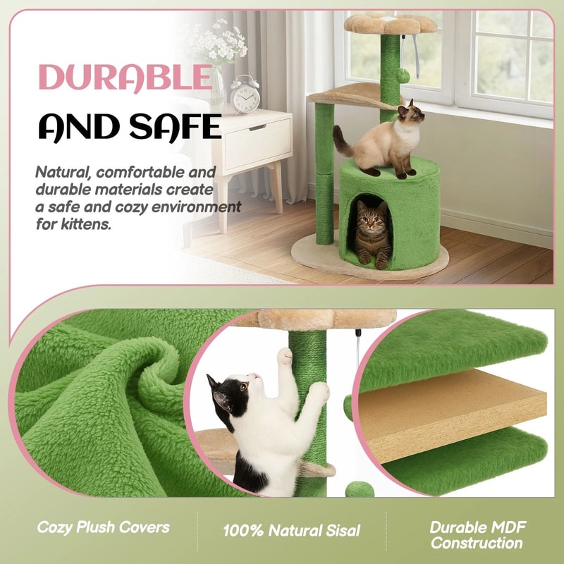 MultiLevel Indoor Cat Tree Tower With Scratching Post Toy Ball 3