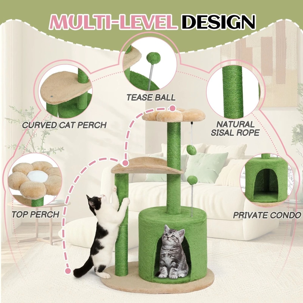 MultiLevel Indoor Cat Tree Tower With Scratching Post Toy Ball 5