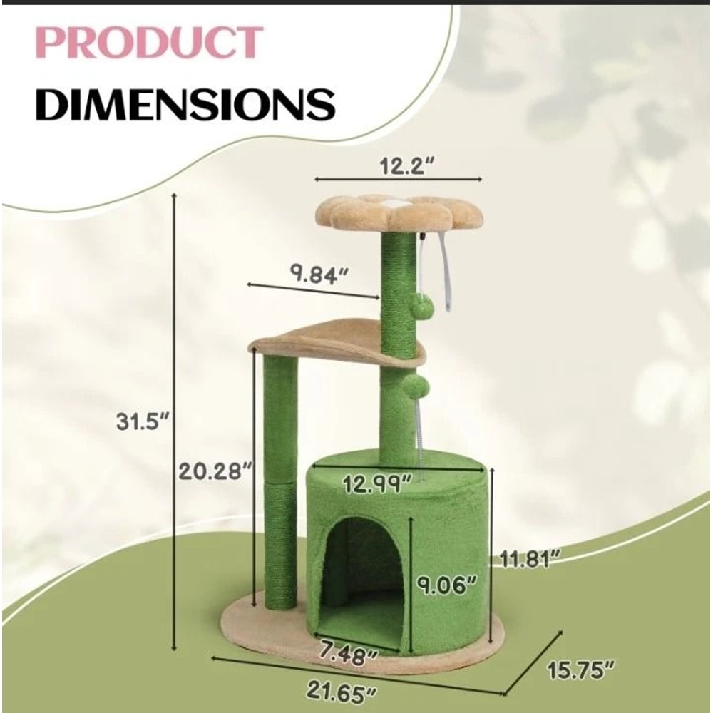 MultiLevel Indoor Cat Tree Tower With Scratching Post Toy Ball 2