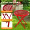 Sturdy Red Folding Patio Table For Outdoor Dining Garden Side Table 2