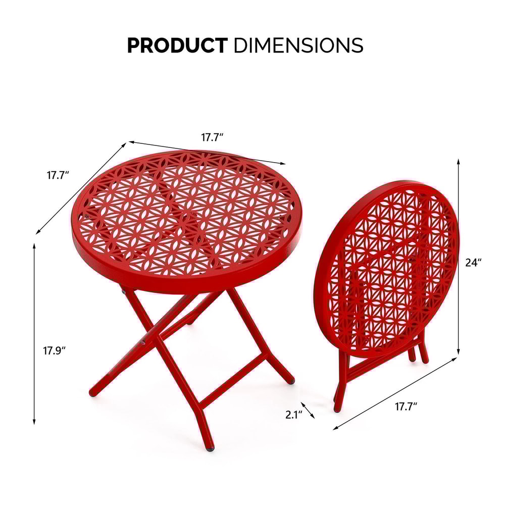 Sturdy Red Folding Patio Table For Outdoor Dining Garden Side Table 3