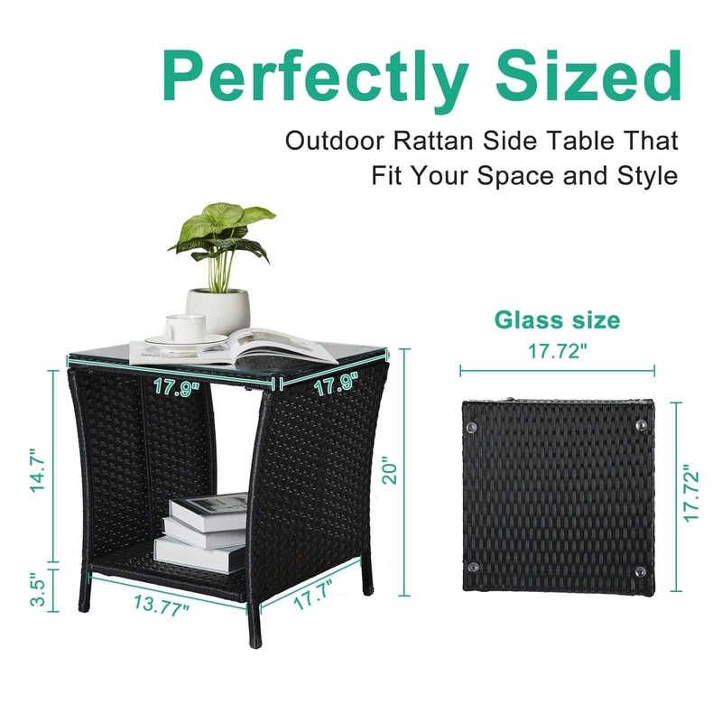 Elegant Side Tea Table With Tempered Glass Perfect For Patio And Garden Spaces 6