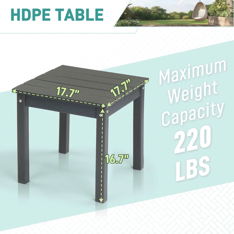 WeatherResistant Garden Square Side Table Durable Compact Outdoor End Table 5