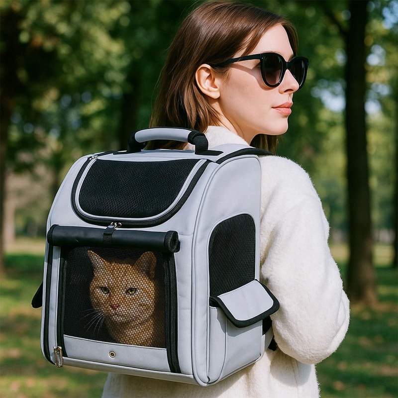 Expandable Outdoor Pet Backpack Carrier For Small Pets Comfortable Cat Dog Travel Bag With Ventil 0