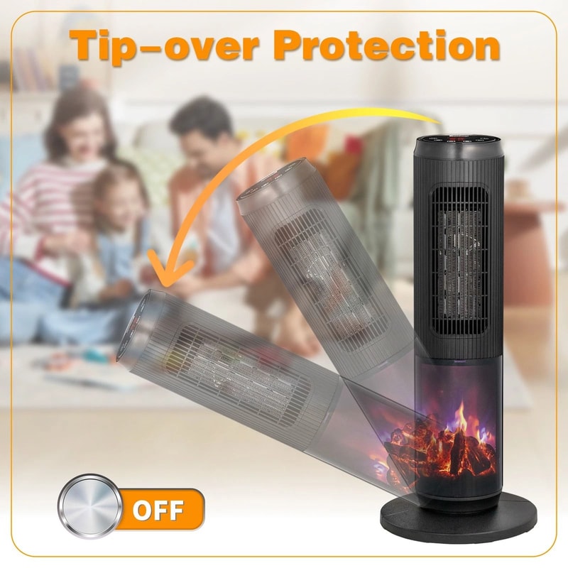 Tower Space Heater With Flame Oscillation Timer Remote Control 6