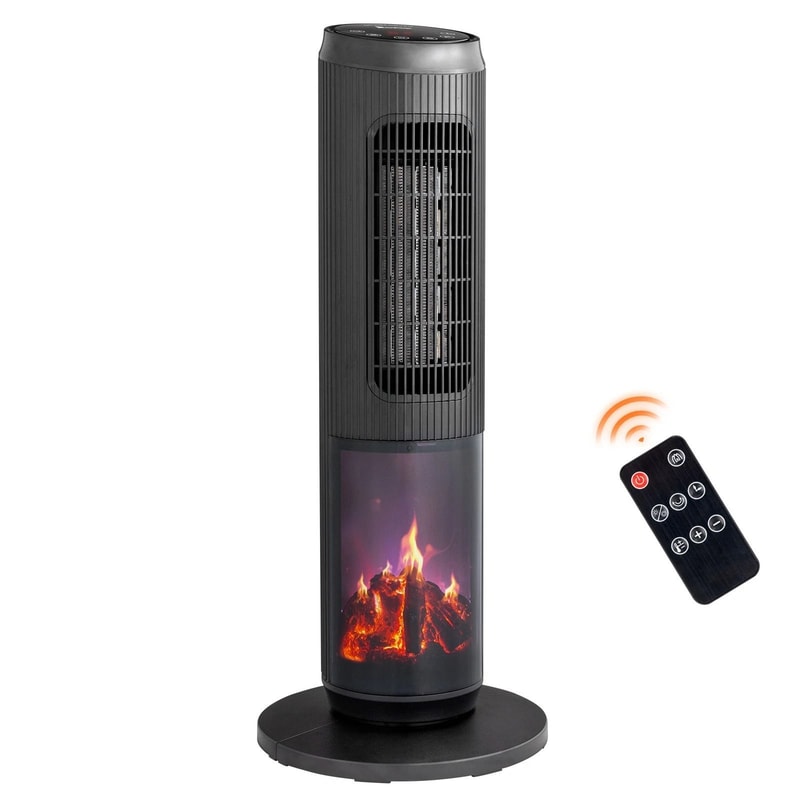 Tower Space Heater With Flame Oscillation Timer Remote Control 8