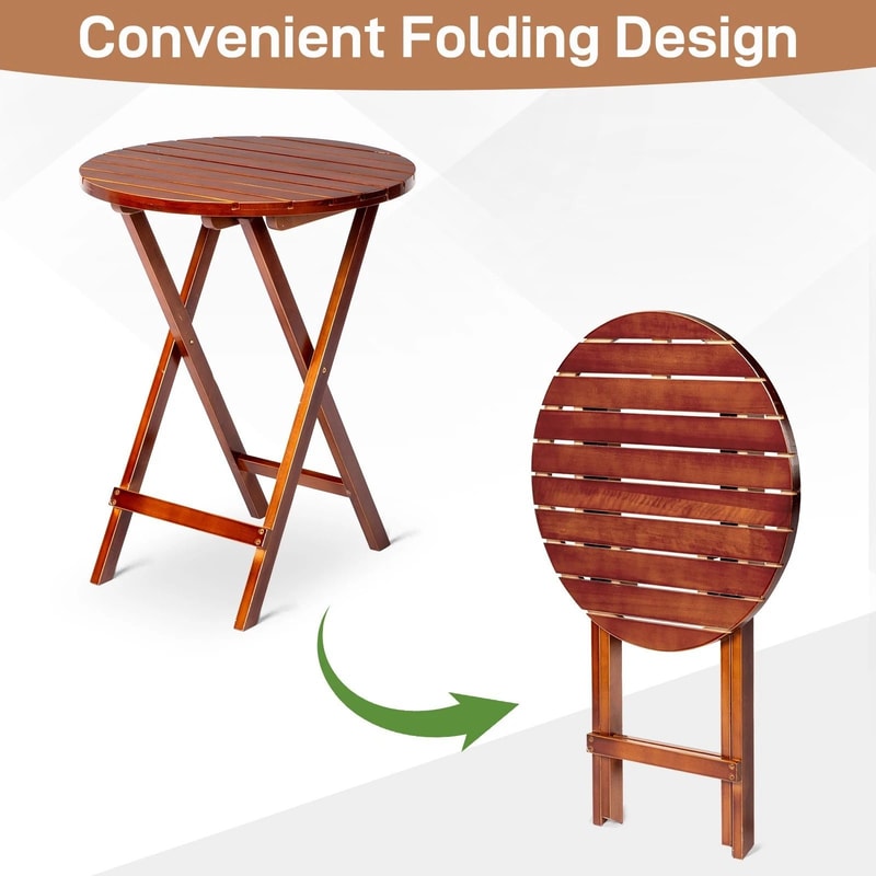 Teak Wooden Folding Side Bistro Table Versatile Garden Table Round Patio Table 1