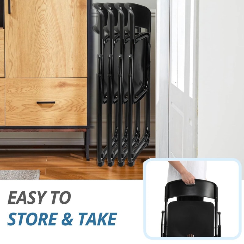 Heavy Duty Plastic Folding Chair With Reinforced Steel Frame Portable And WeatherResistant 2