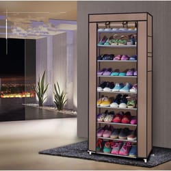 free standing shoe rack with dustproof cover | shoe shelf storage organizer