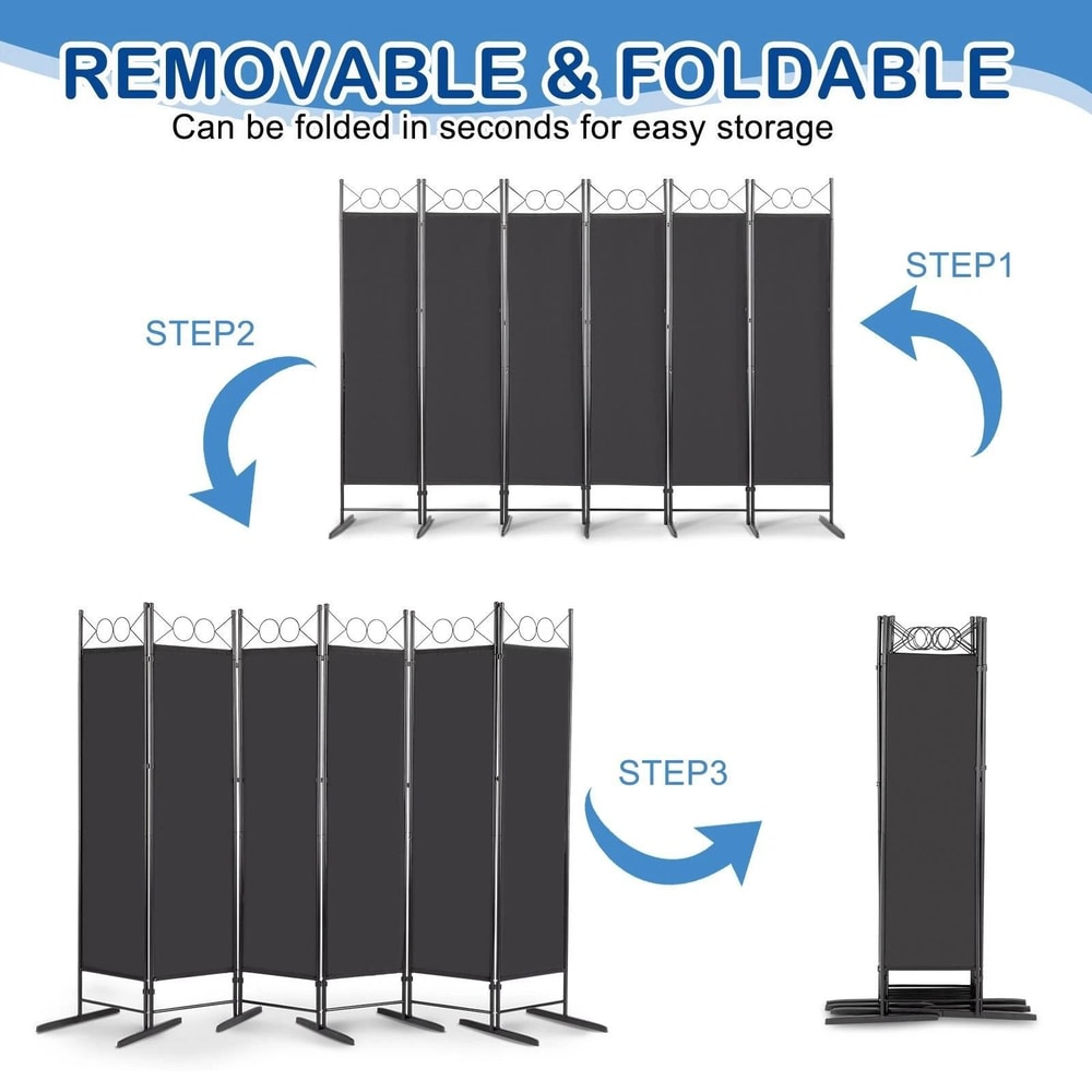 Folding Privacy Divider Room Wall Divider Portable Partition Screen For Bedroom Living Room Office 3