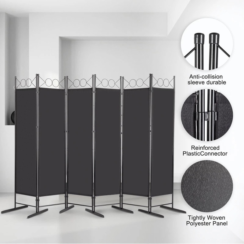 Folding Privacy Divider Room Wall Divider Portable Partition Screen For Bedroom Living Room Office 6