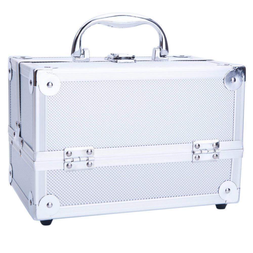 Aluminum Makeup And Jewelry Storage Box Cosmetic Button Lock Organizer For Travel 0