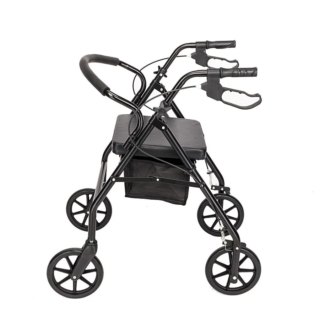 Lightweight Aluminum Rollator Walker With Curved Back Seat Adjustable Height 0