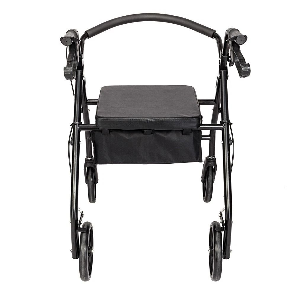 Lightweight Aluminum Rollator Walker With Curved Back Seat Adjustable Height 7