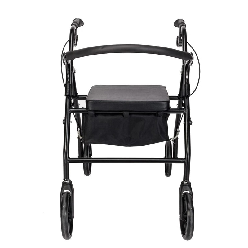 Lightweight Aluminum Rollator Walker With Curved Back Seat Adjustable Height 1
