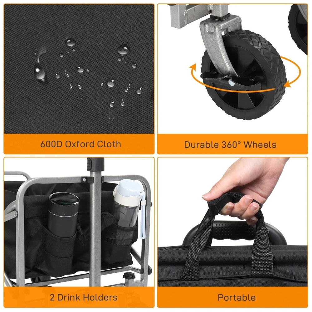 Folding Beach Cart Collapsible Utility Garden Shopping Cart 7