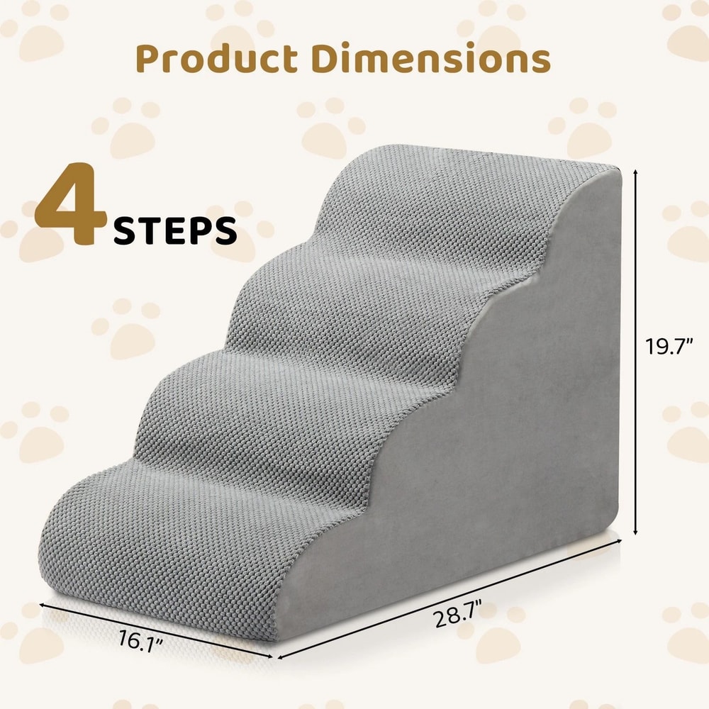 Pet Stairs Memory Foam Ladder For Dogs And Cats NonSlip Easy Climb Removable Cover 4