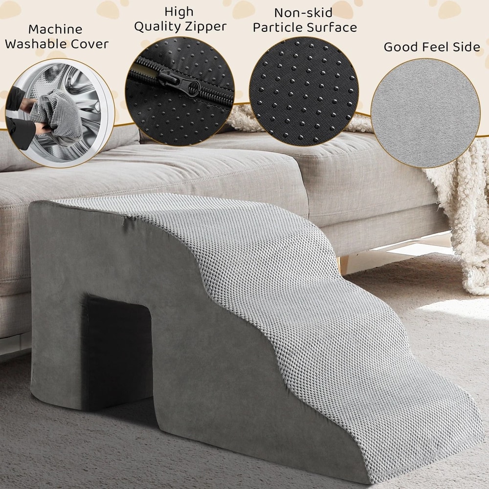 Pet Stairs Memory Foam Ladder For Dogs And Cats NonSlip Easy Climb Removable Cover 3