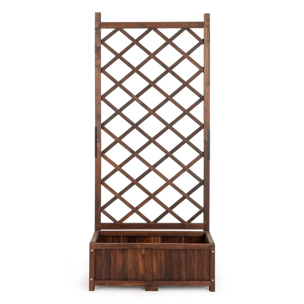Wood Planter Raised Garden Bed With Trellis Outdoor Garden Box For Climbing Plants And Vegetables 1
