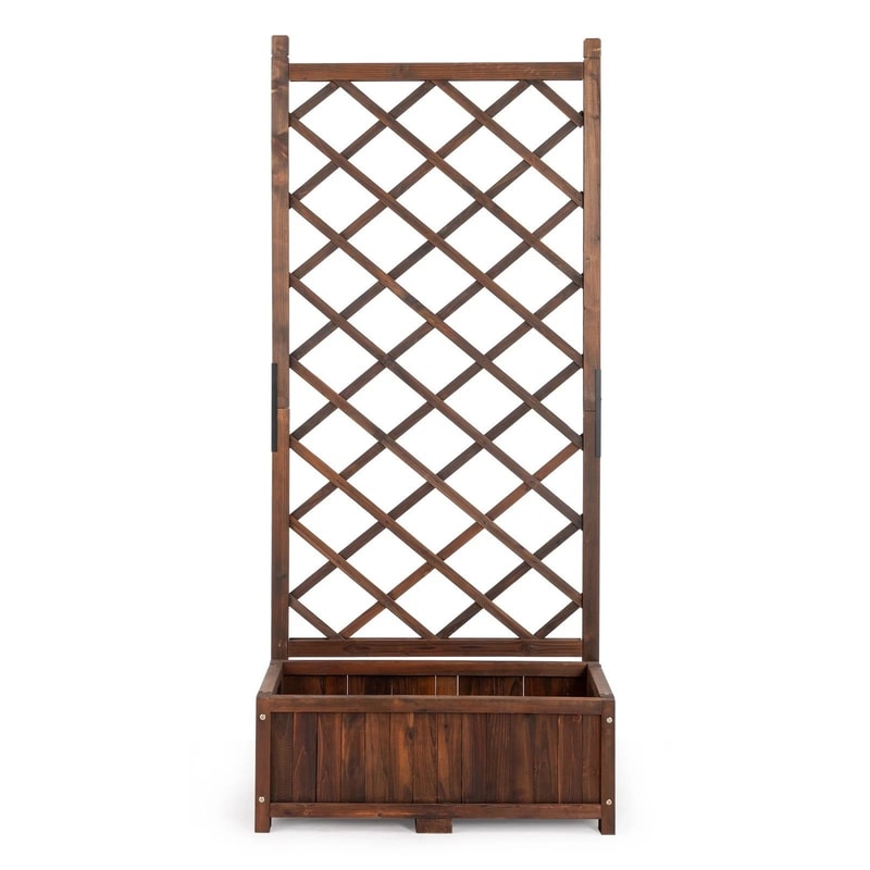 Wood Planter Raised Garden Bed With Trellis Outdoor Garden Box For Climbing Plants And Vegetables 1