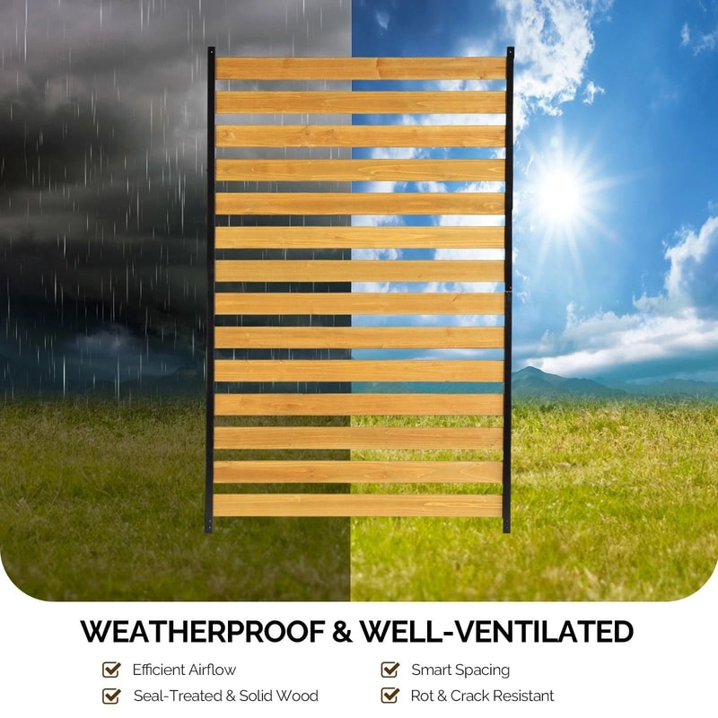 Divided Style Splicing Plain Fir Wooden Fence Outdoor Garden Panel 4