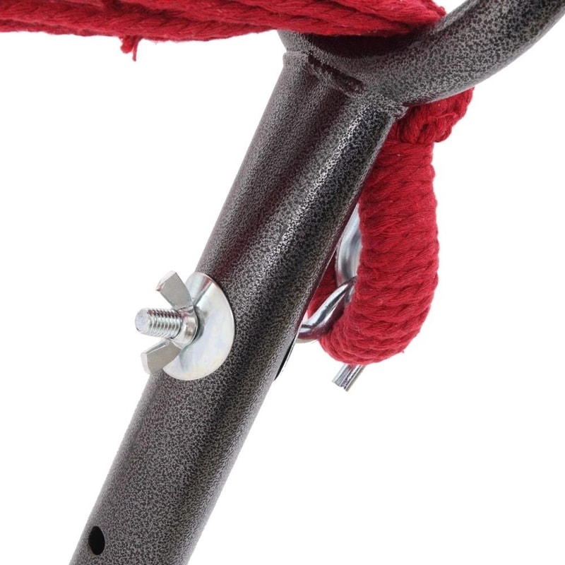 SpaceSaving Outdoor Hammock With Steel Stand Red Polyester Portable Carrying Case 5