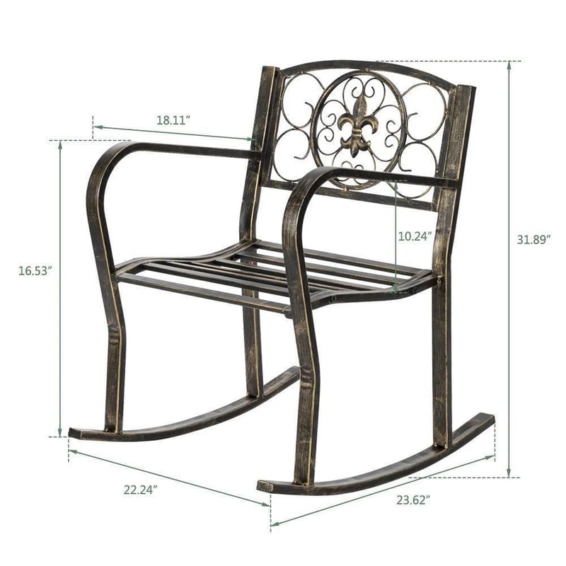 Heavy Duty Metal Double Rocking Chair For Outdoor Patio Garden Glider Bench 3