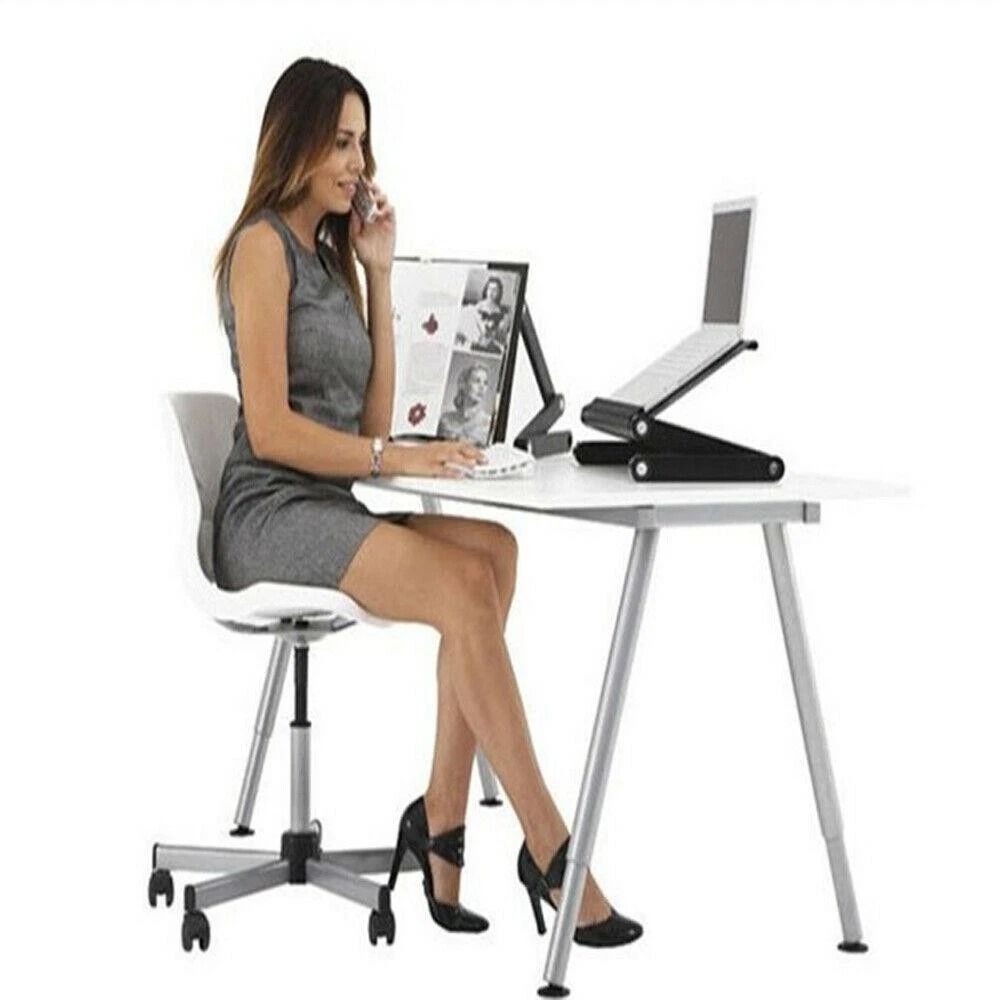 Adjustable Laptop Desk With Cooling Fan Folding Sofa Table Bed Tray Ergonomic PC Stand 0