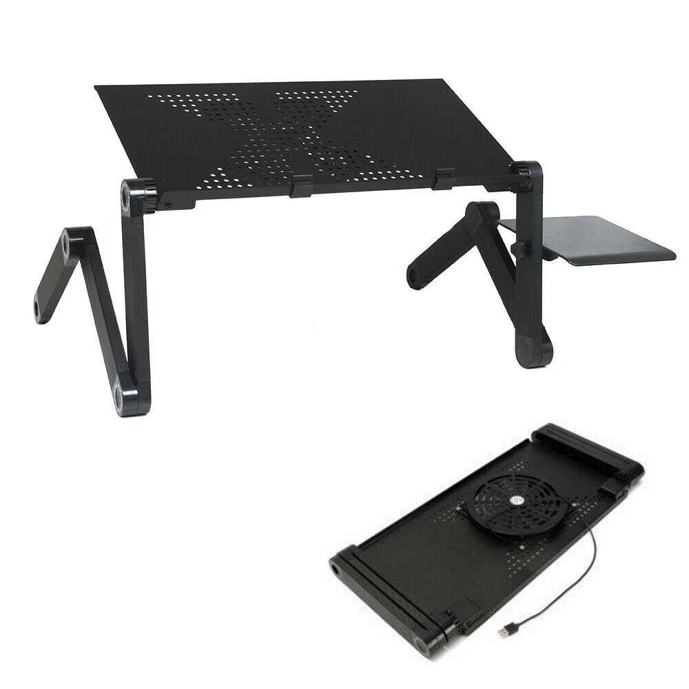 Adjustable Laptop Desk With Cooling Fan Folding Sofa Table Bed Tray Ergonomic PC Stand 1