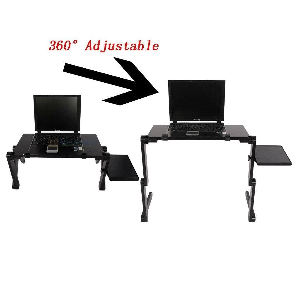 Adjustable Laptop Desk With Cooling Fan Folding Sofa Table Bed Tray Ergonomic PC Stand 2