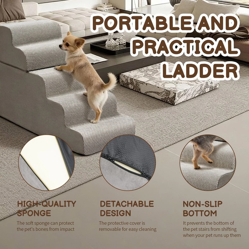 Foam Pet Stairs For Bed Or Couch Portable Detachable Versatile 3
