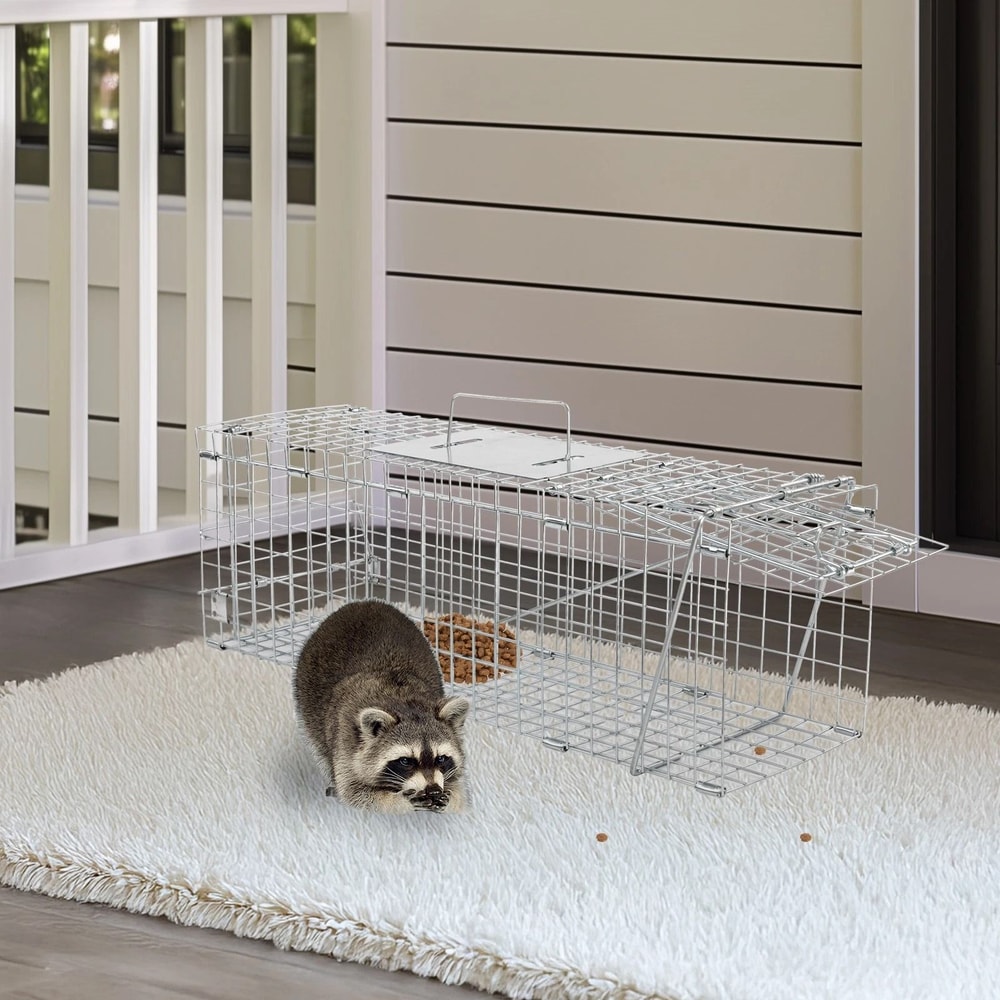 Humane Live Animal Cage Trap For Rodents Raccoons Durable Iron Door Design 1
