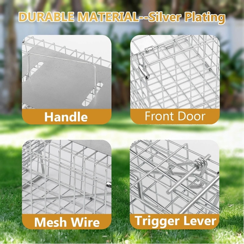 Humane Live Animal Cage Trap For Rodents Raccoons Durable Iron Door Design 2