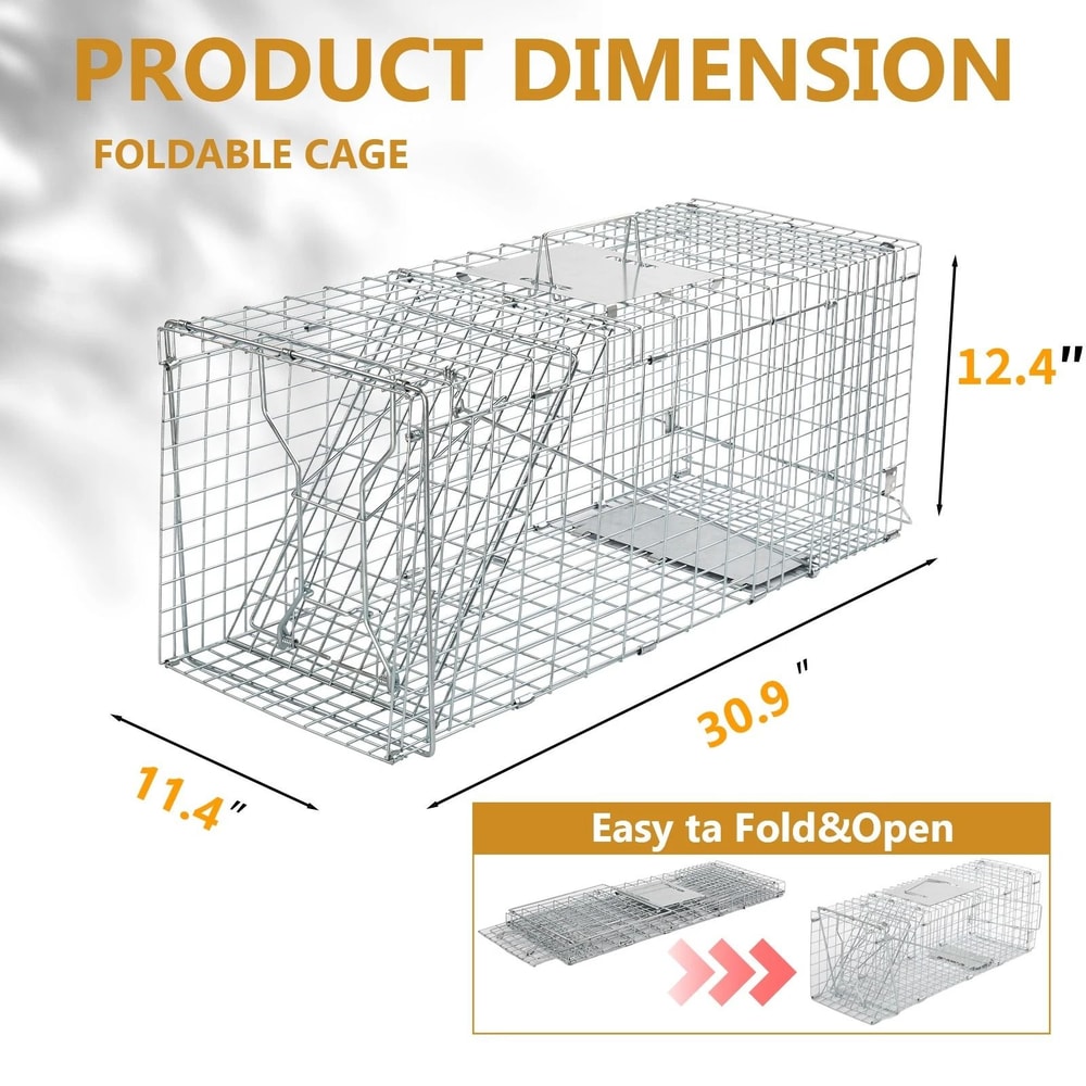 Humane Live Animal Cage Trap For Rodents Raccoons Durable Iron Door Design 4