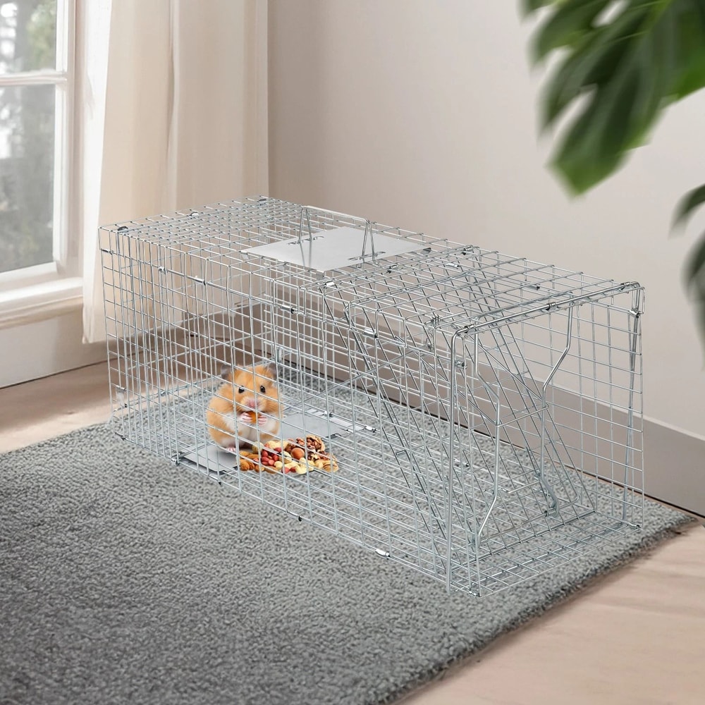 Humane Live Animal Cage Trap For Rodents Raccoons Durable Iron Door Design 0