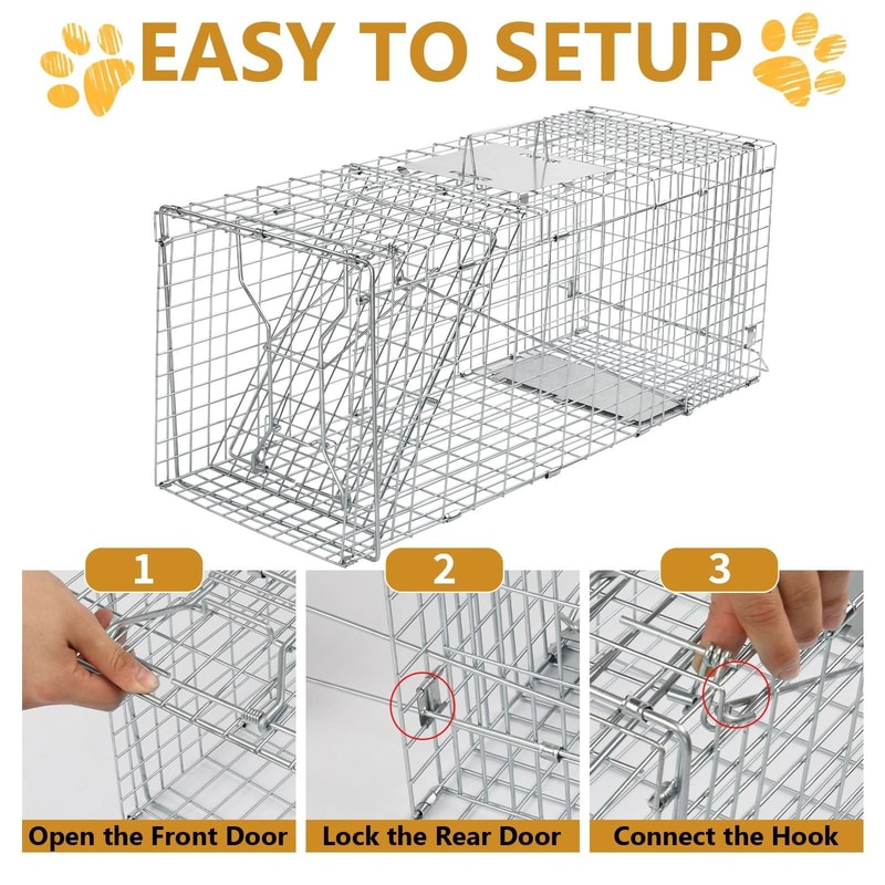 Humane Live Animal Cage Trap For Rodents Raccoons Durable Iron Door Design 6