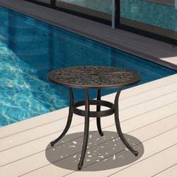 cast patio bistro table with umbrella hole – durable outdoor dining table for garden & patio