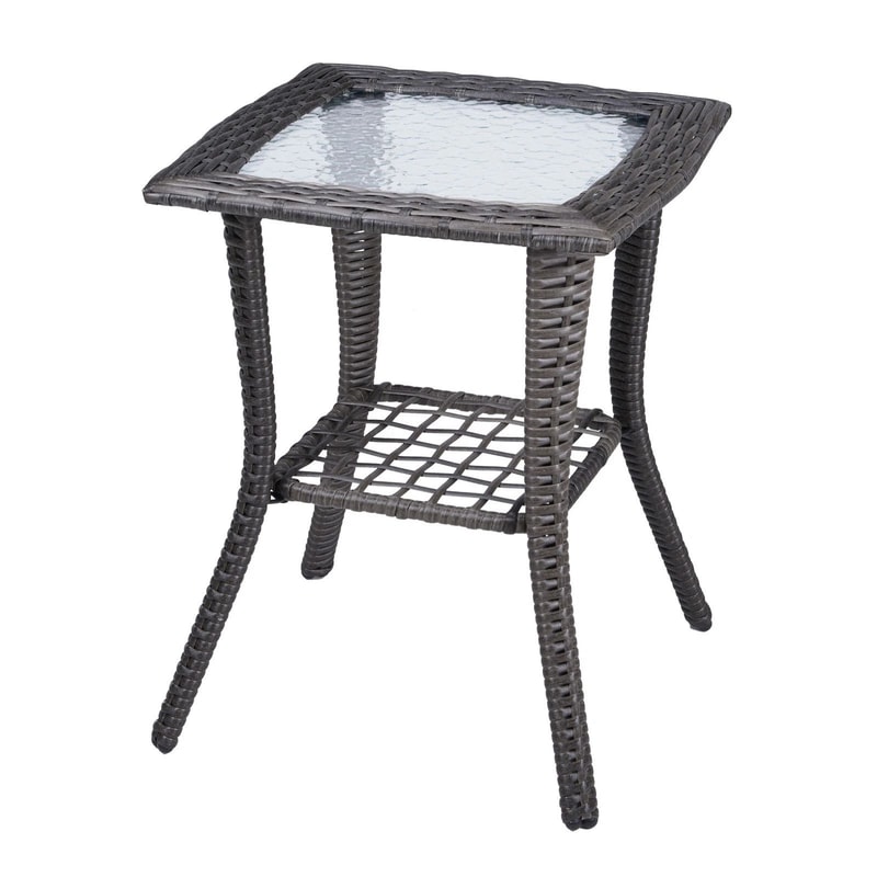 Outdoor Side Table For Patio Porch Balcony AllWeather Coffee Bistro Table With Storage Easy Asse 4