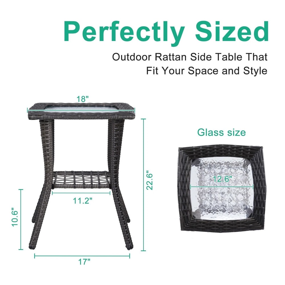 Outdoor Side Table For Patio Porch Balcony AllWeather Coffee Bistro Table With Storage Easy Asse 3