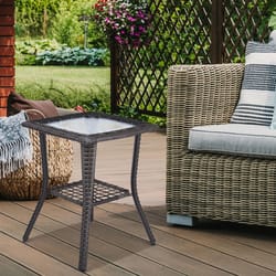 outdoor side table for patio, porch & balcony – all-weather coffee bistro table with storage & easy assembly